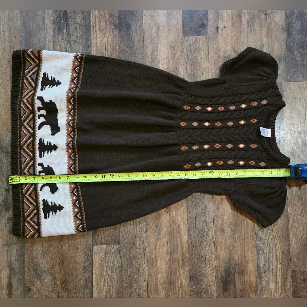 Gymboree Kid's Intarsia Brown Bear Montana Mountain Sweater Dress Size 12